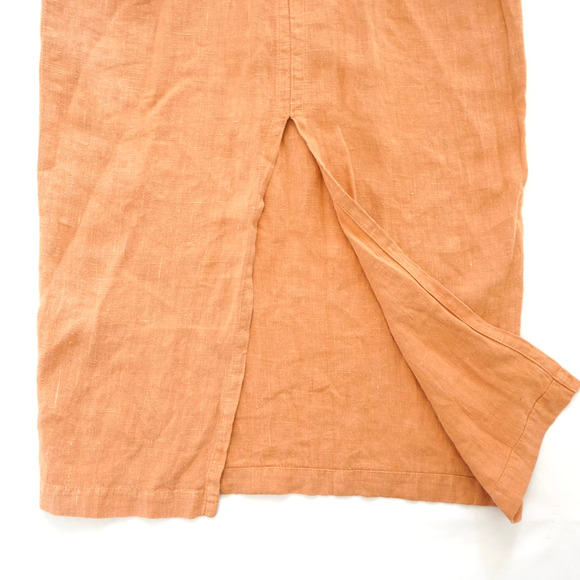 GERTIES Linen Long Pencil Midi Skirt Orange Small - Picture 3 of 4